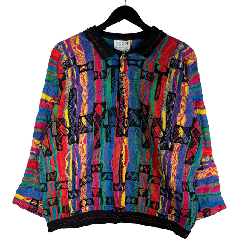 Vintage Coogi 3D Knit 1/4 Button Sweater