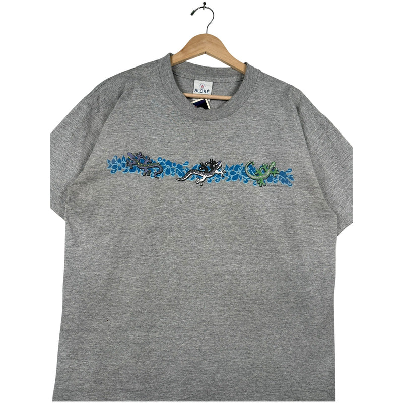 Vintage Alore Lizard Gecko Print Crewneck T-Shirt