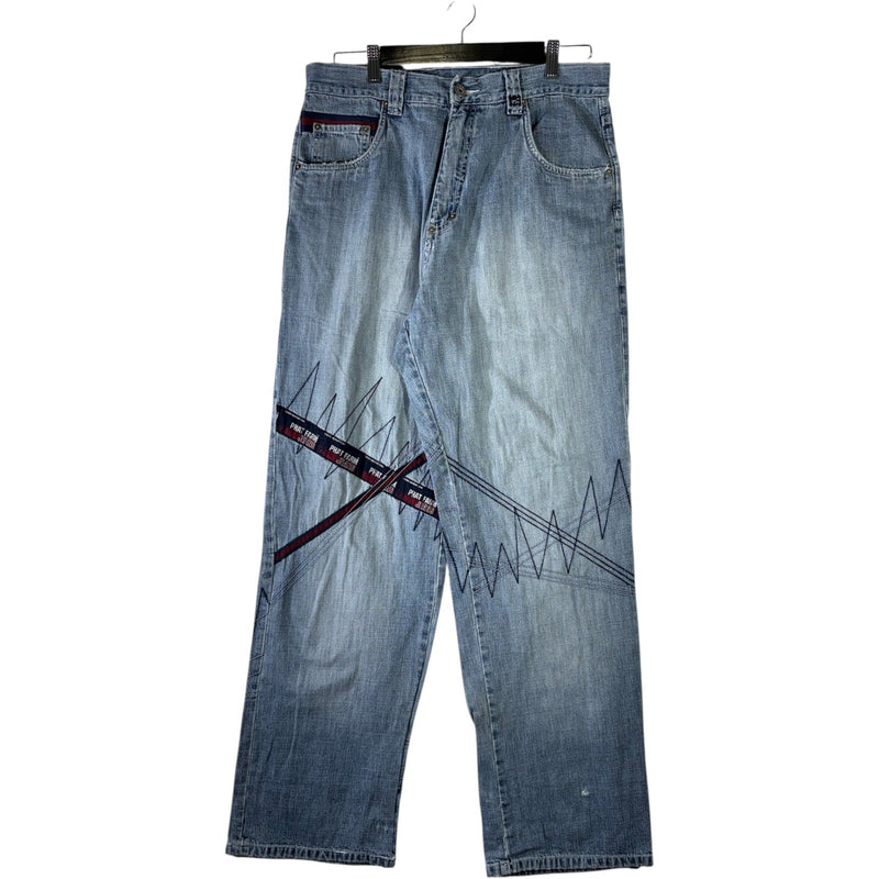 Vintage Phat Farm Embroidered Wide Leg Denim Jeans 32x33