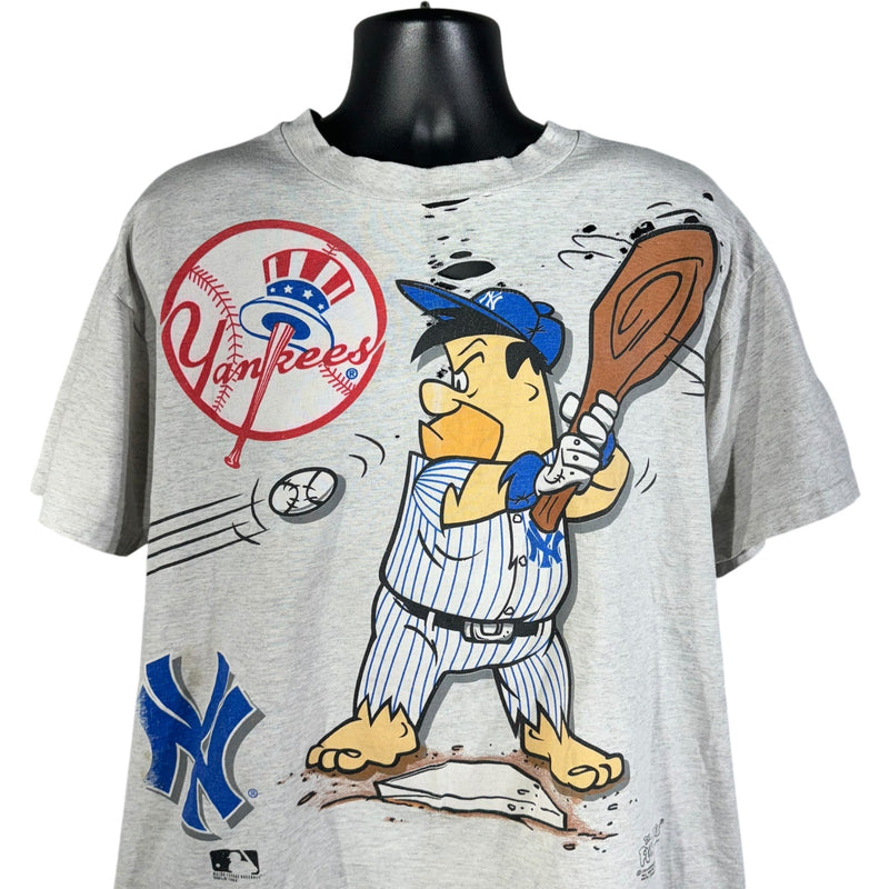 Vintage NY Yankees Flintstones Cartoon AOP MLB Tee 90s