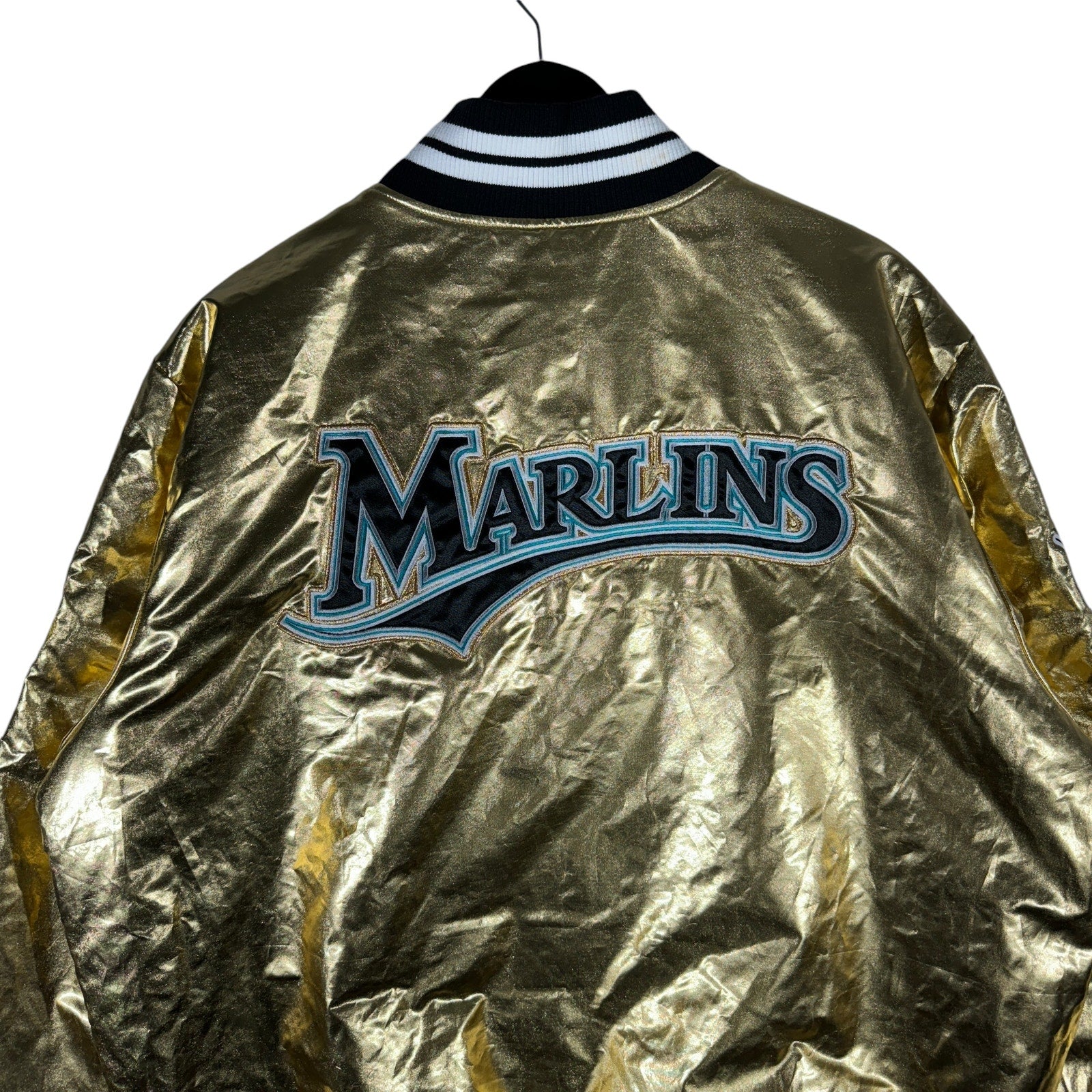 Vintage Starter Miami Marlins MLB Foil Bomber Jacket