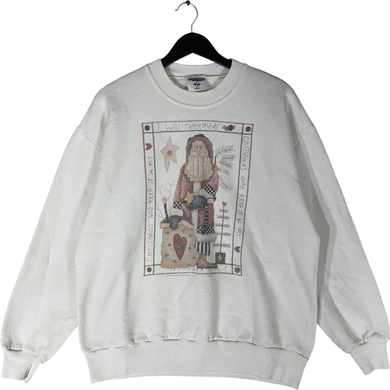 Vintage Santa Claus Needle Point Style Crewneck