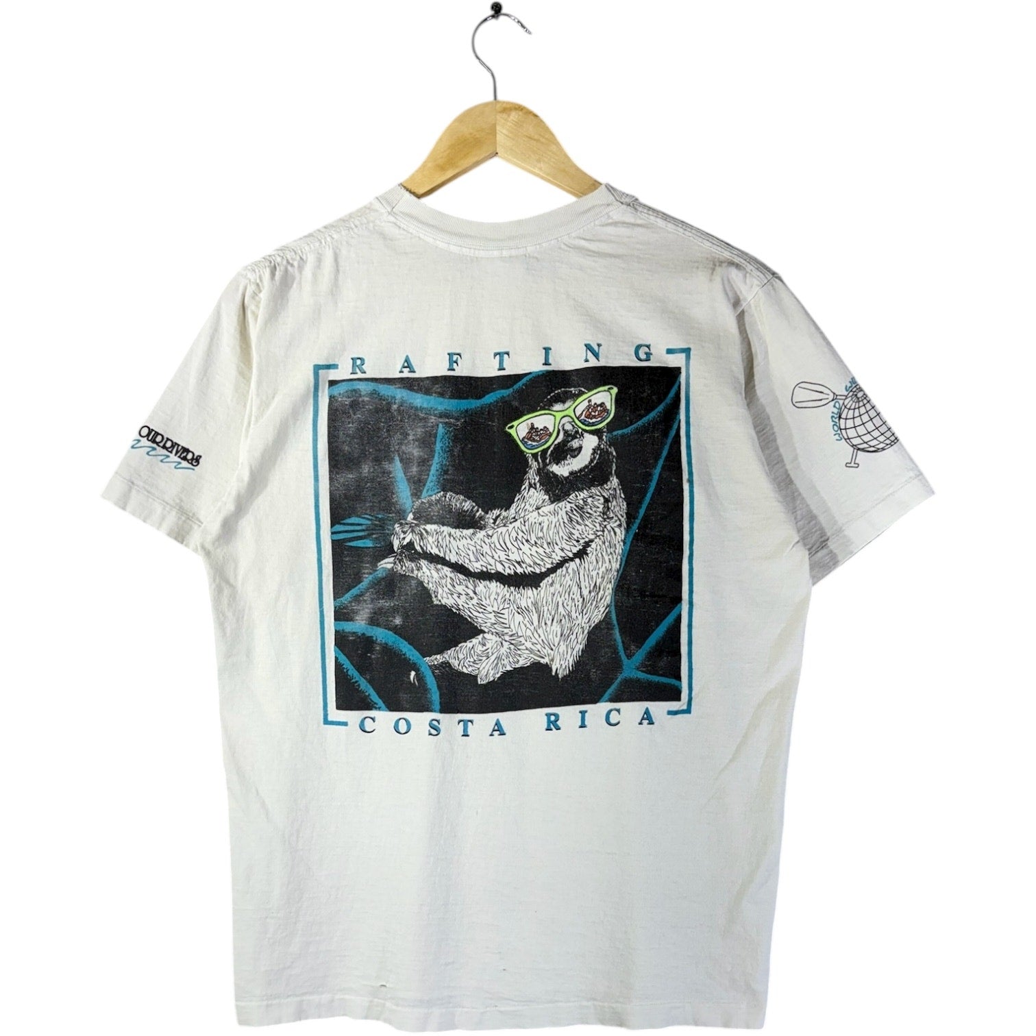 Vintage Rafting Costa Rica Sloth Graphic T-Shirt