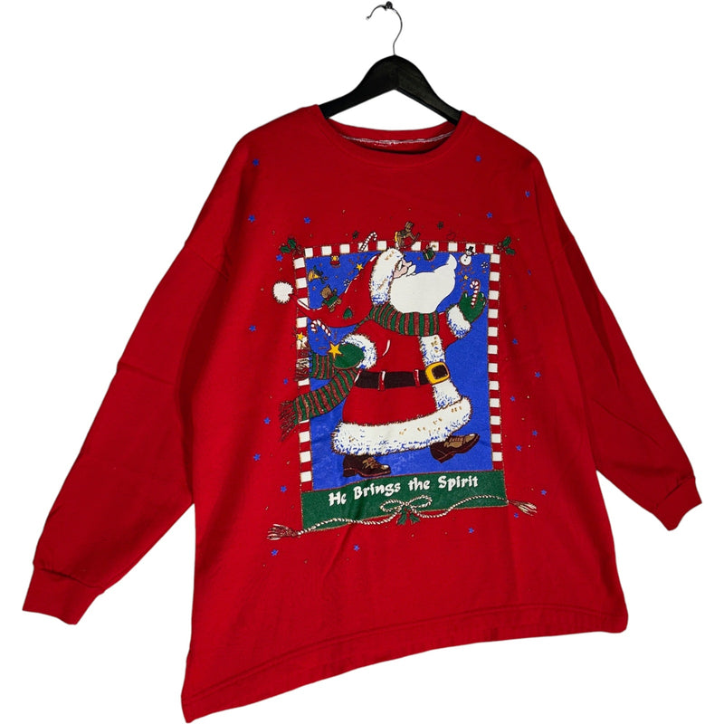 Vintage Christmas "He Brings The Spirit" Santa Crewneck