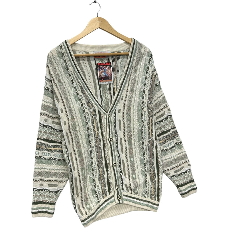 Vintage 3D Textured Patterned Knit Button Down Cardigan Sweater