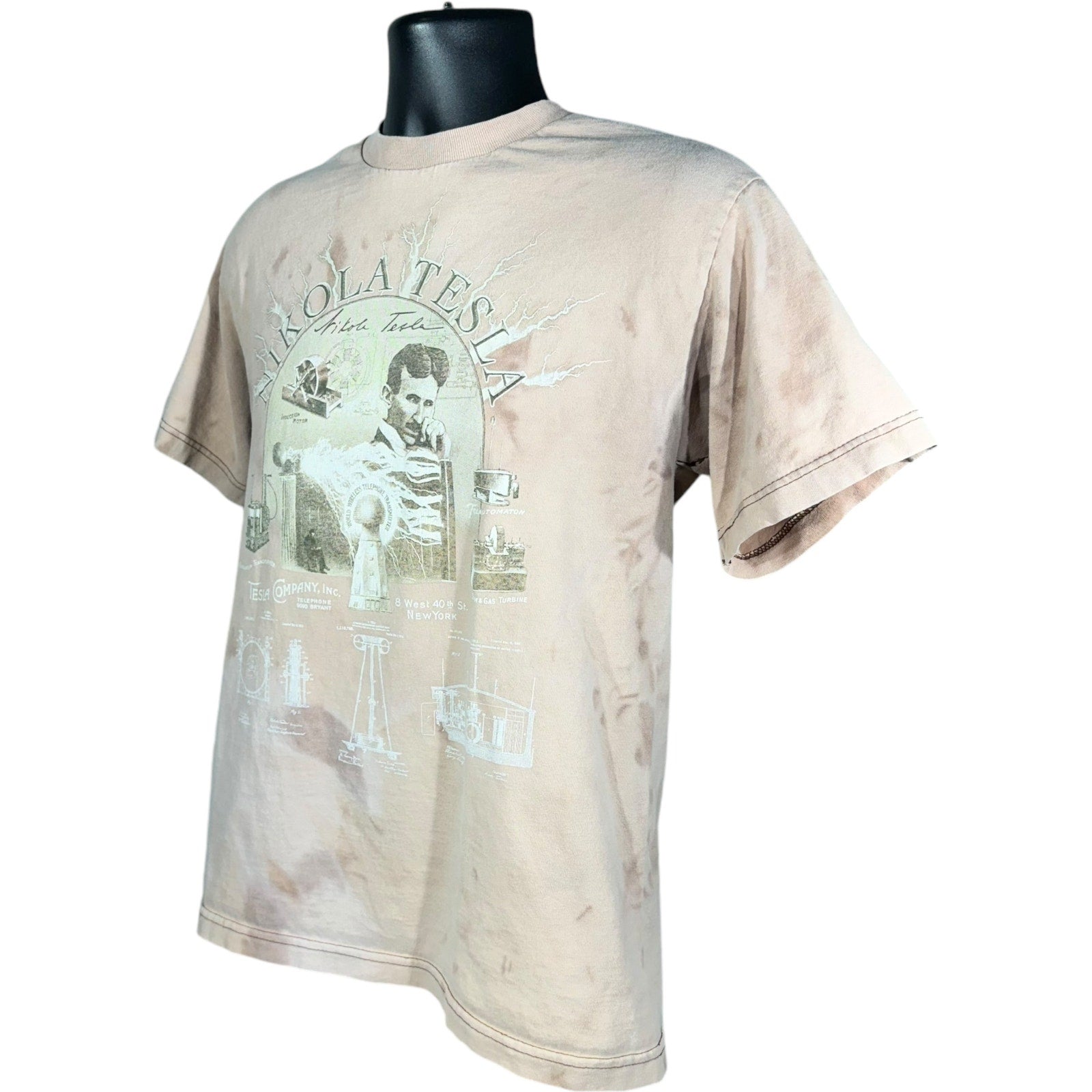 Vintage Nikola Tesla Inventions Bleached Tie Dye Tee