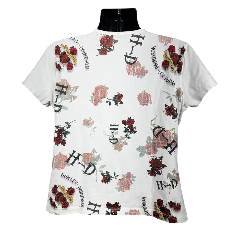 Vintage Women's Harley Davidson Roses AOP Tee