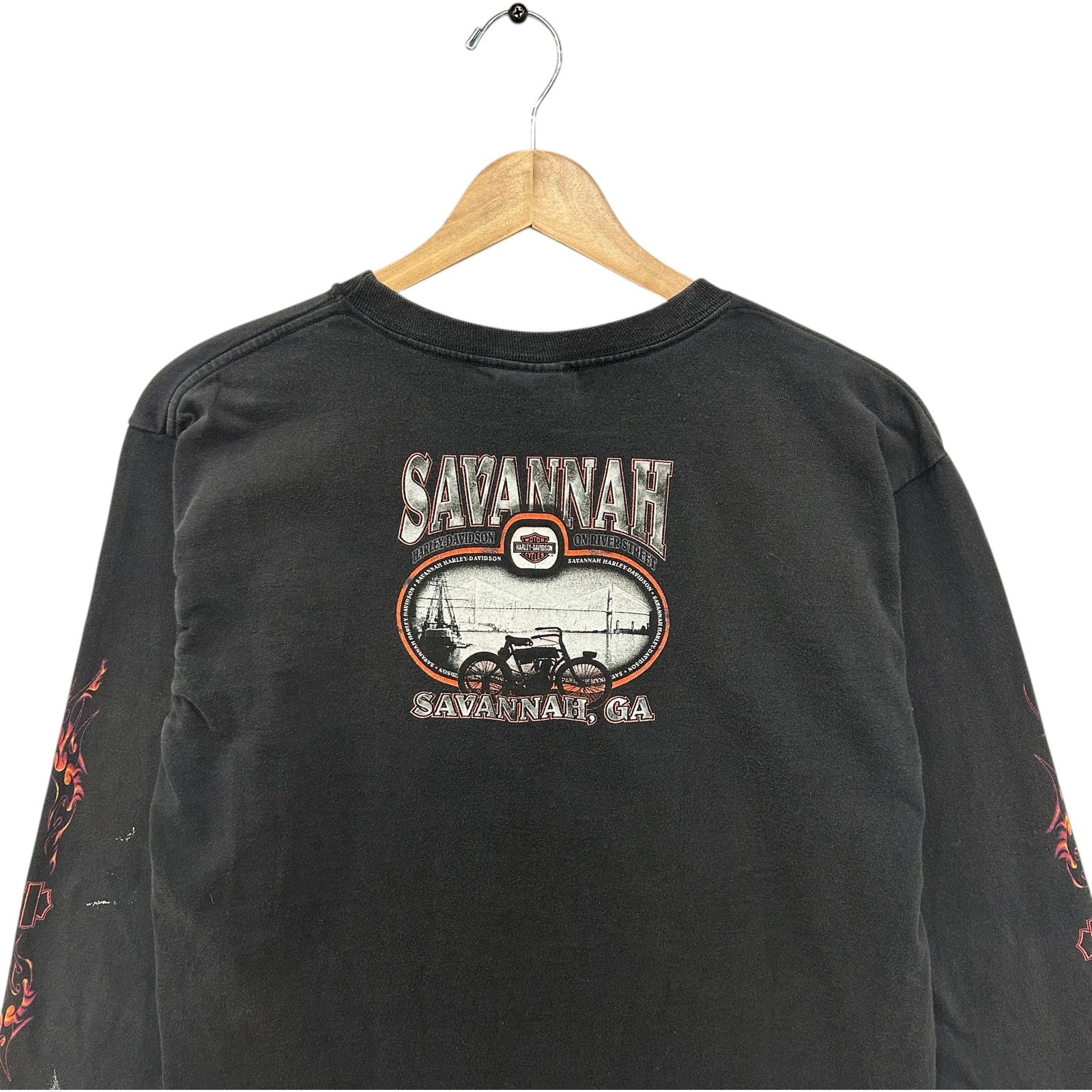 Vintage Harley Flames Logo Savannah, GA Davidson Long Sleeve