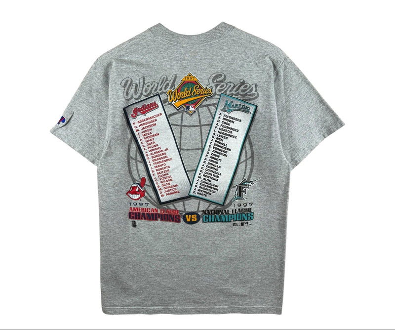 Vintage MLB World Series Cleveland Indians vs Florida Marlins T-Shirt