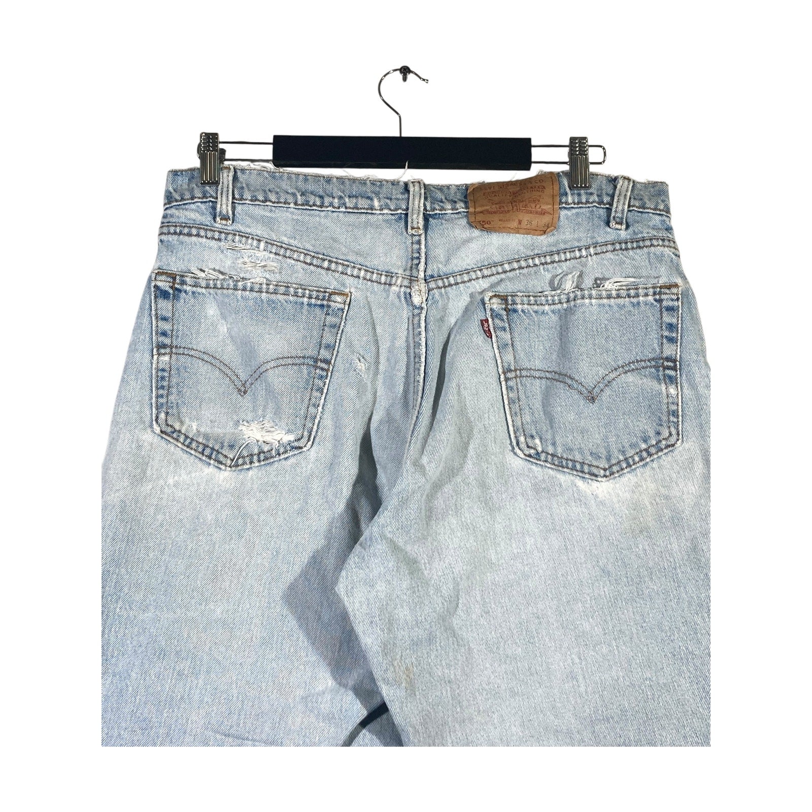 Vintage Levi's 550 Relaxed Fit Hemmed Distressed Denim Shorts 36