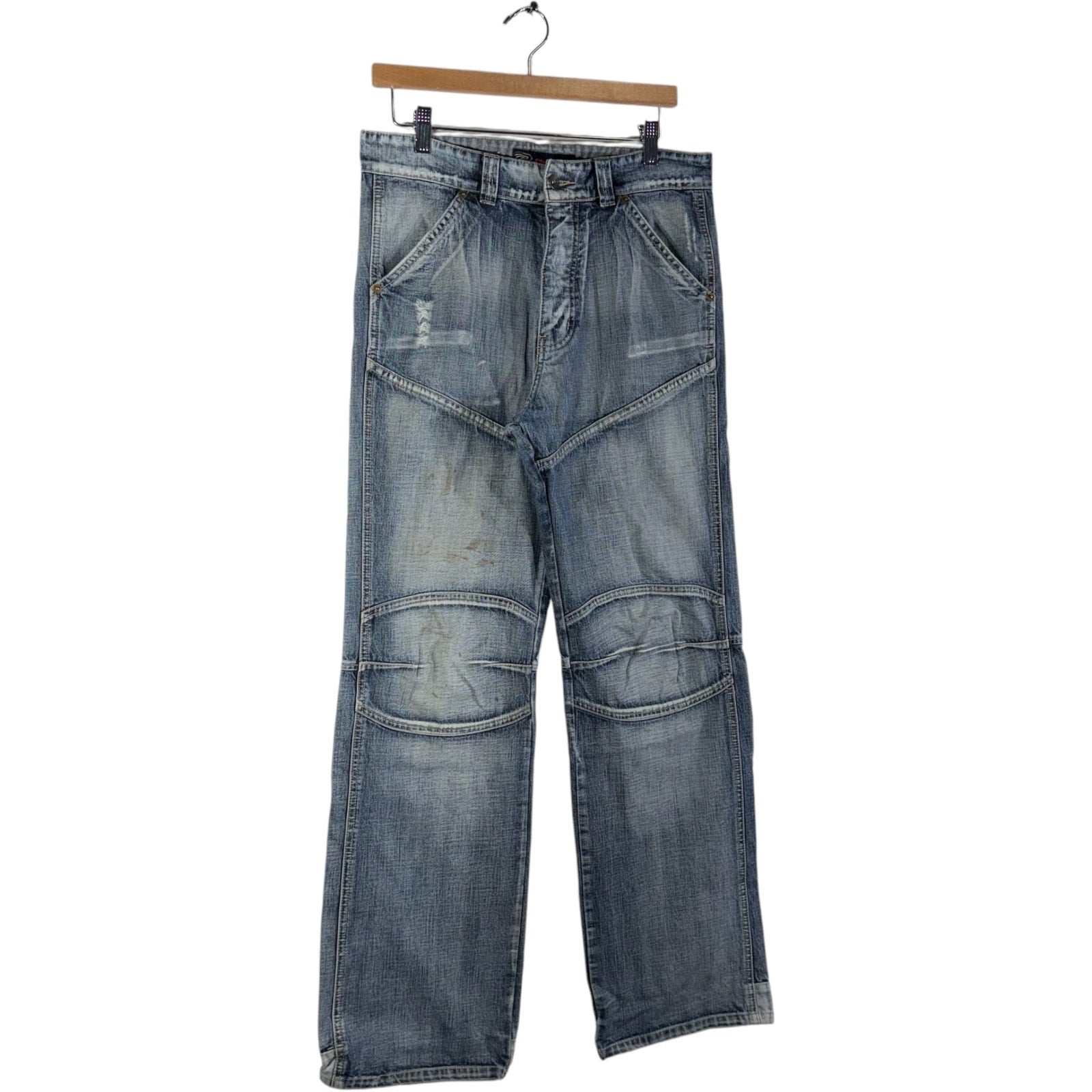 Y2K Distressed Double Knee Denim Jeans 38