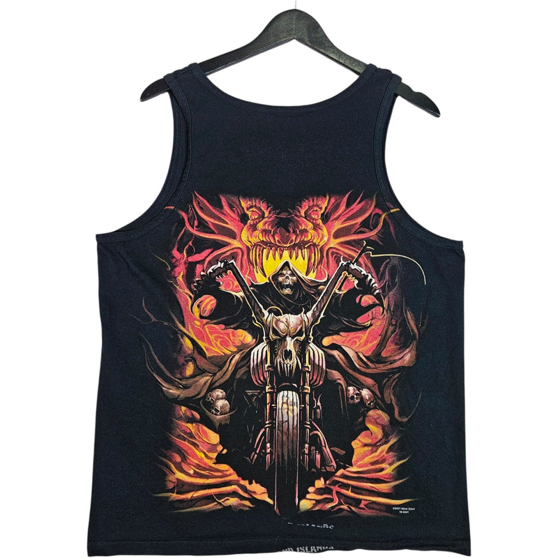 Vintage The Mountain Grim Reaper Flaming Motorcycle Tank Top