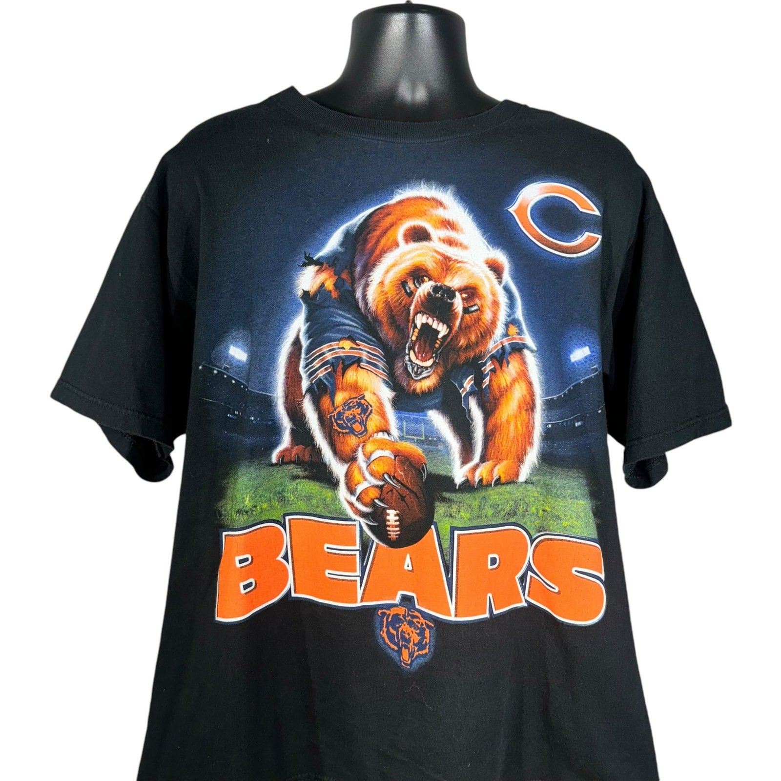 Vintage Liquid Blue Chicago Bears Grizzly Graphic NFL Tee