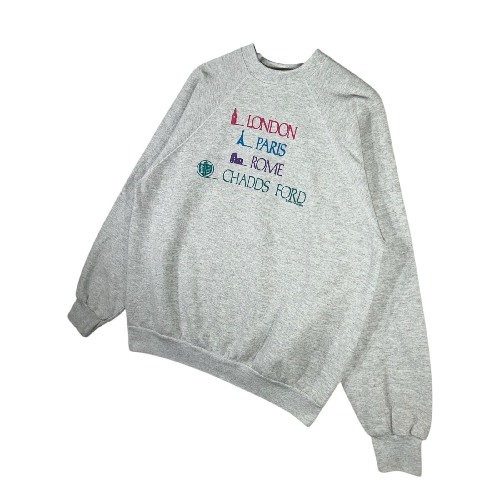 Vintage "London Paris Rome Chadds Ford" Spellout Crewneck