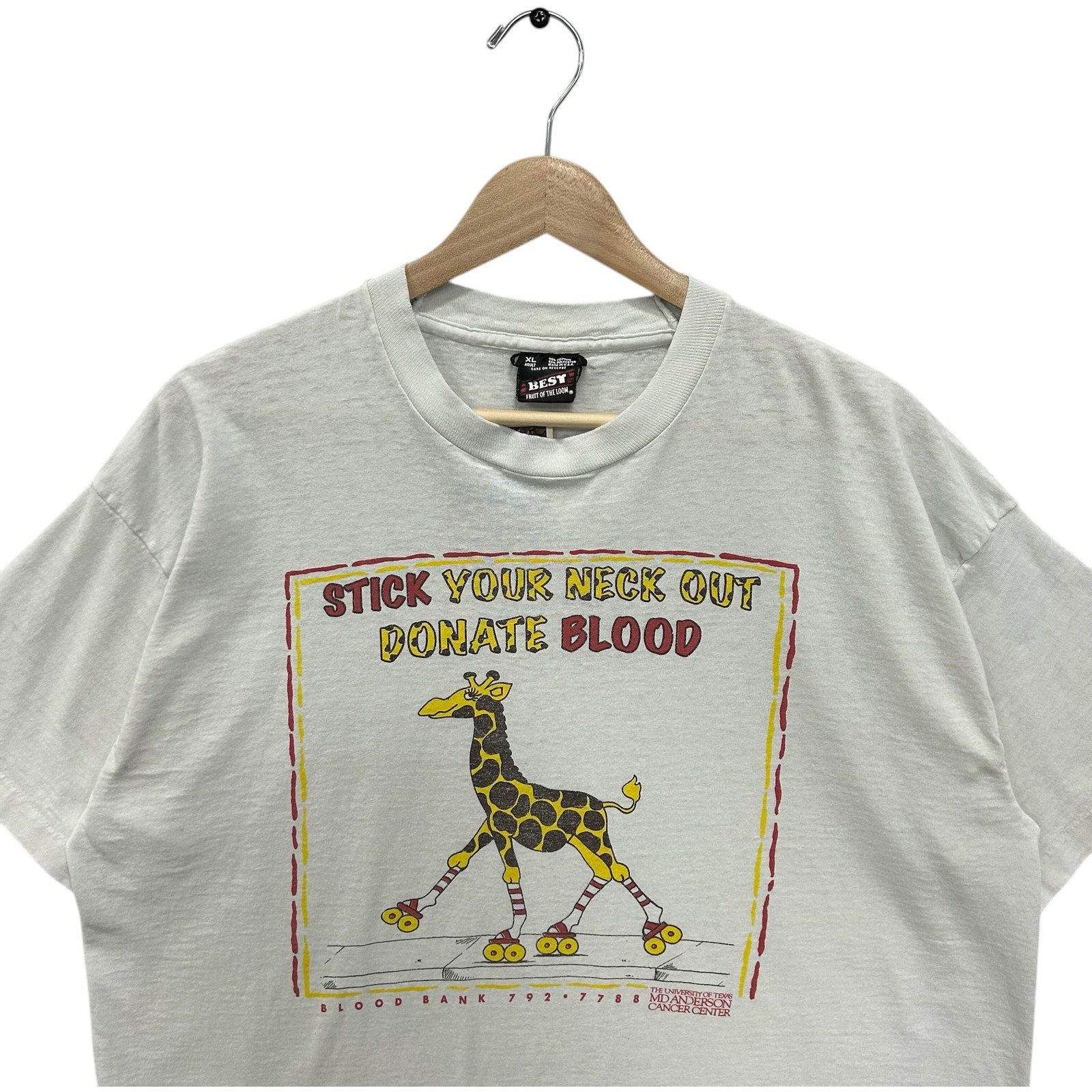 Vintage "Stick Your Neck Out Donate Blood" Giraffe Tee