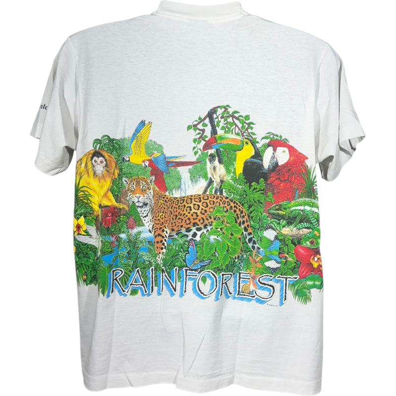 Vintage Rainforest Exotic Animals Wrap Around Nature Tee 90s