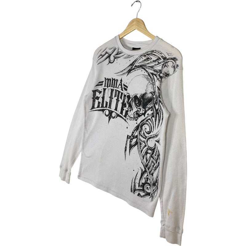 Vintage MMA Elite Skull Tribal Thermal Long Sleeve T-Shirt