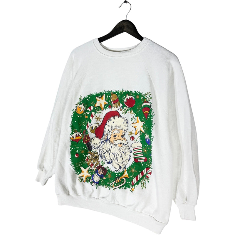 Vintage Santa Claus Wreath Women's Crewneck