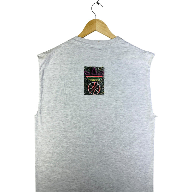 Vintage Adidas Basketball Crewneck Muscle Sleeves Tank Top