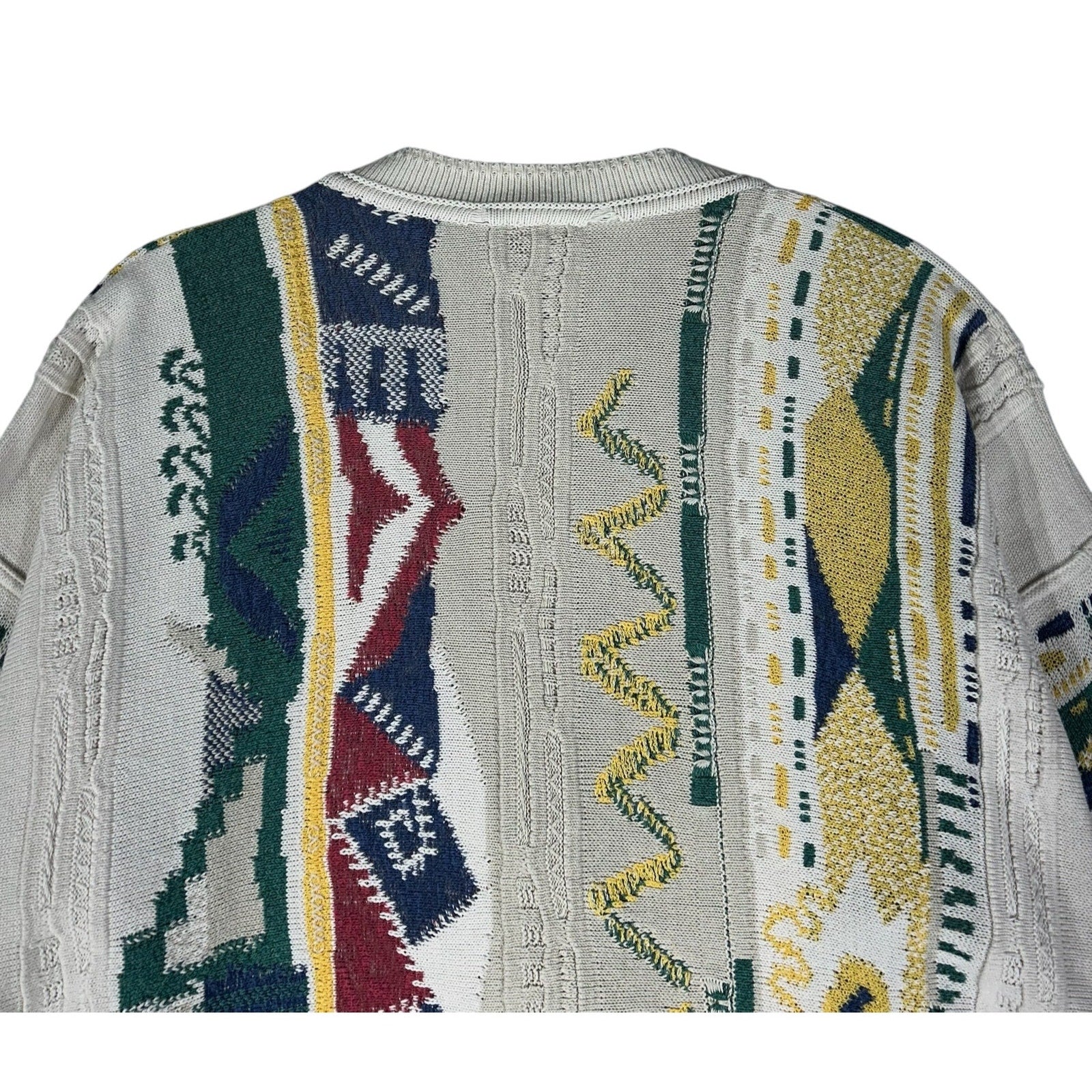 Vintage Monello Geometric Print 3D Knit Cardigan Sweater