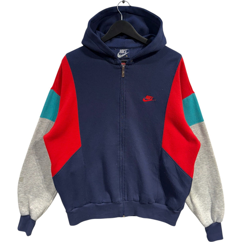 Vintage Nike Mini Swoosh Logo Colorblock Hoodie 80s