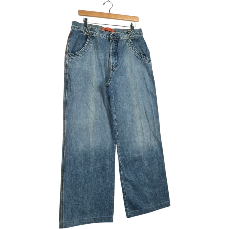Vintage Lightning Bolt Wide Leg Denim Jeans 34