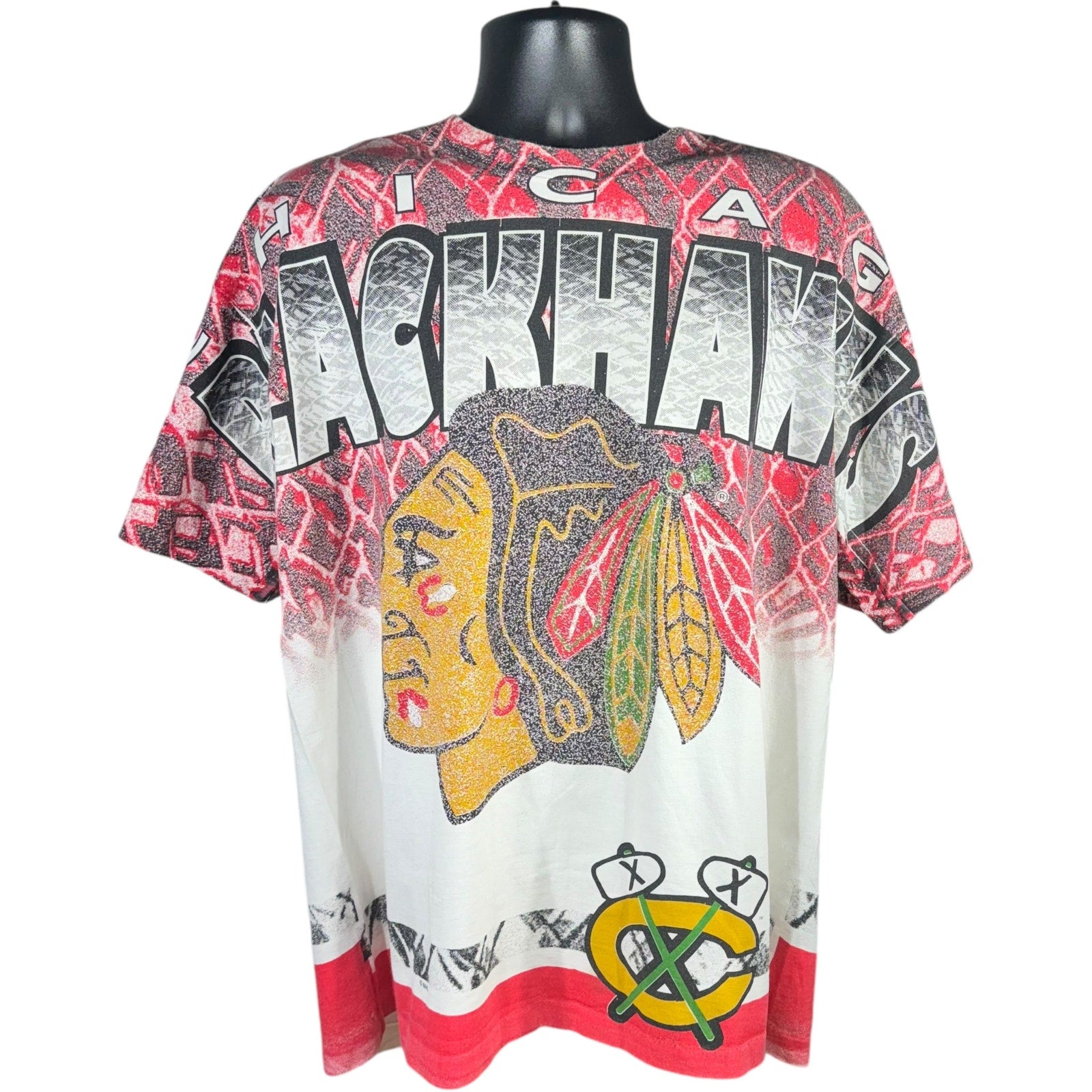 Vintage Chicago Blackhawks Big Face AOP Tee