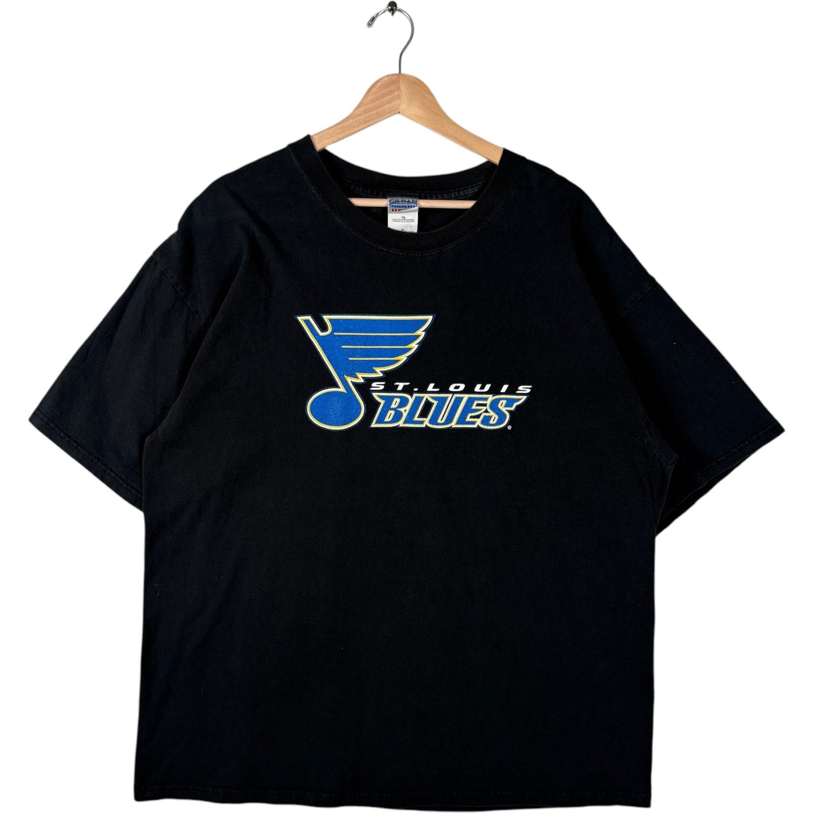 Vintage St. Louis Blues Spellout Chest Logo NHL Tee