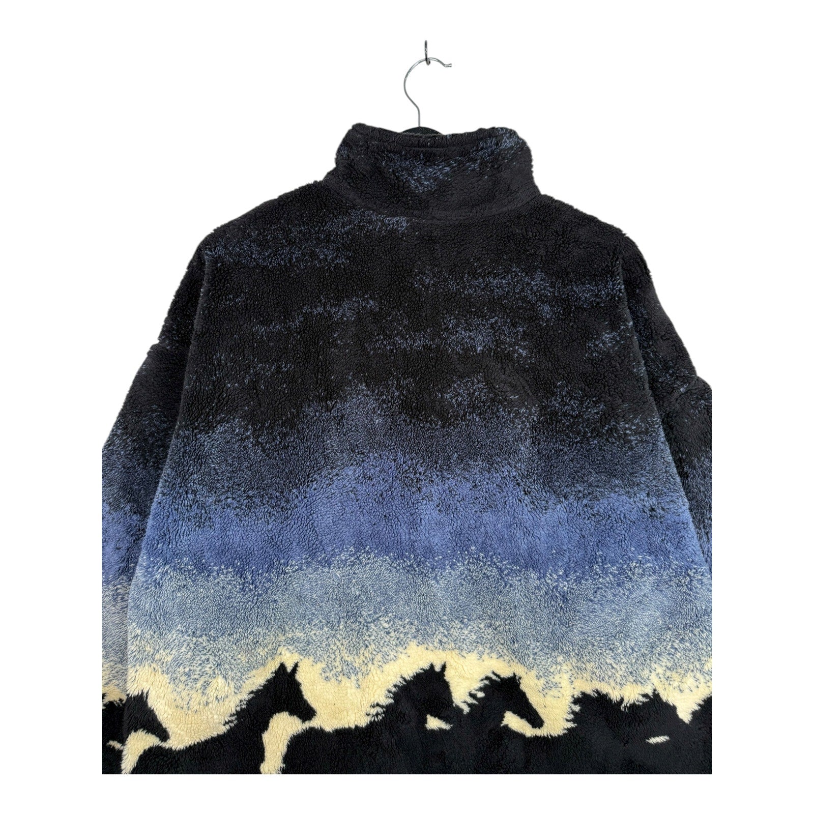 Vintage Wild Horse Sunset Sherpa Fleece Full Zip Jacket