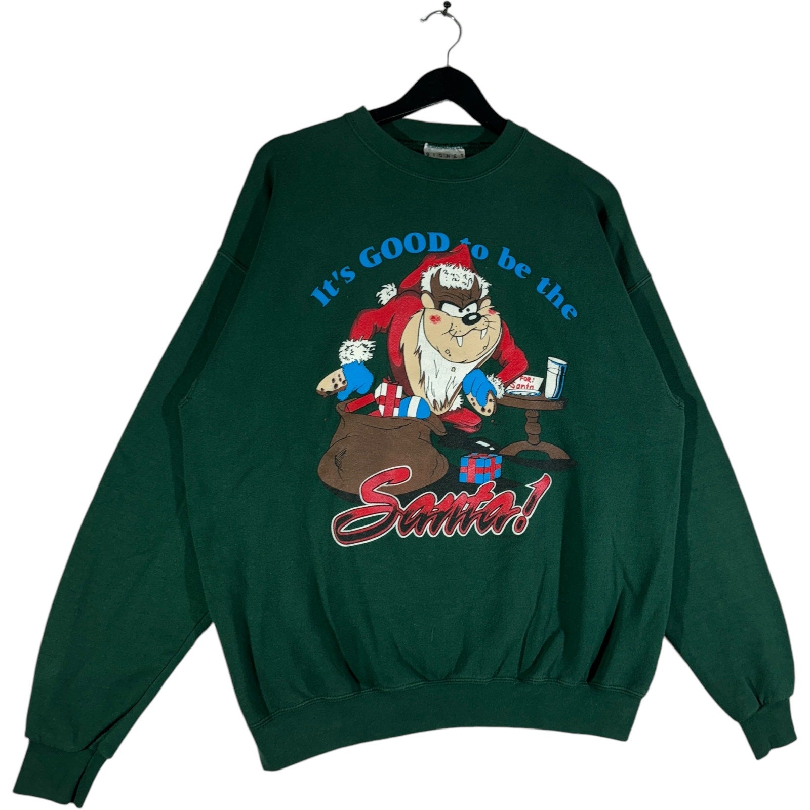 Vintage Looney Tunes Taz Santa Christmas Crewneck