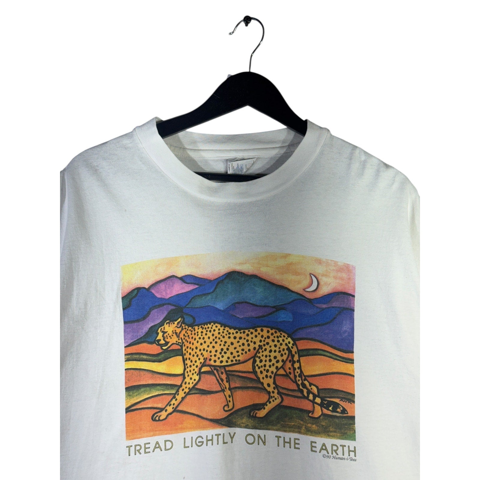 Vintage Human-i-Tees "Tread Lightly On The Earth" Cheetah T-Shirt