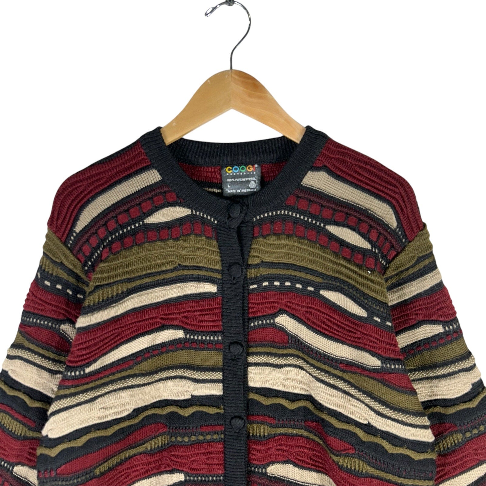 Vintage Coogi Wool 3D Knit Cardigan Sweater