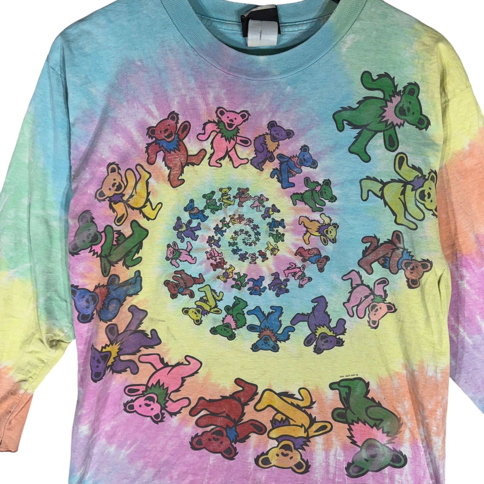 Vintage Liquid Blue Grateful Dead Tie Dye 3/4 Sleeve Tee '95