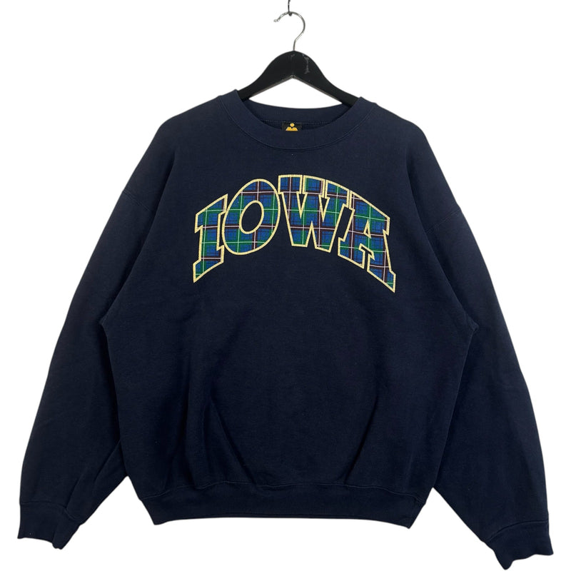 Vintage University Of Iowa Plaid Letter Spellout Crewneck