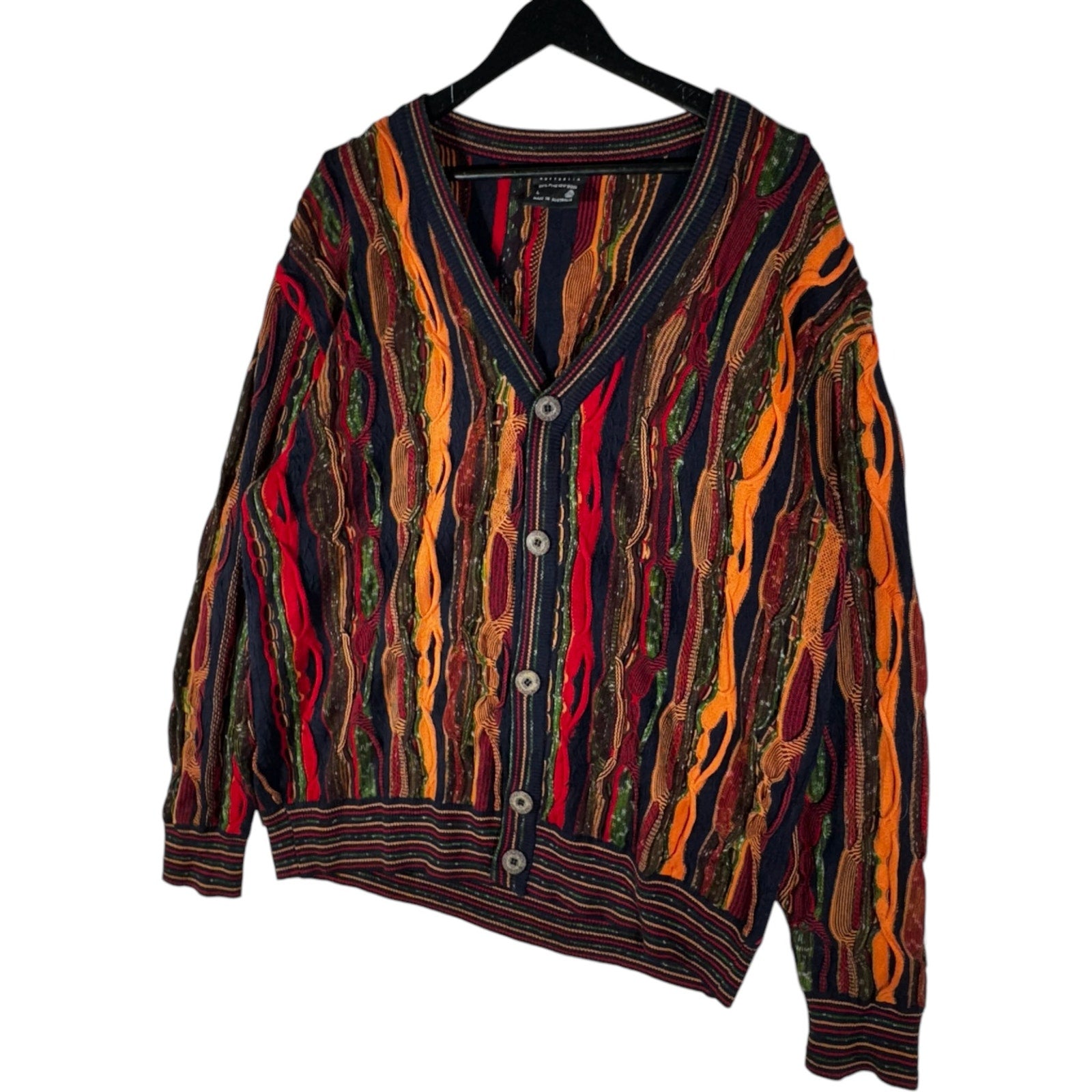 Vintage Coogi 3D Knit Wool Cardigan Sweater