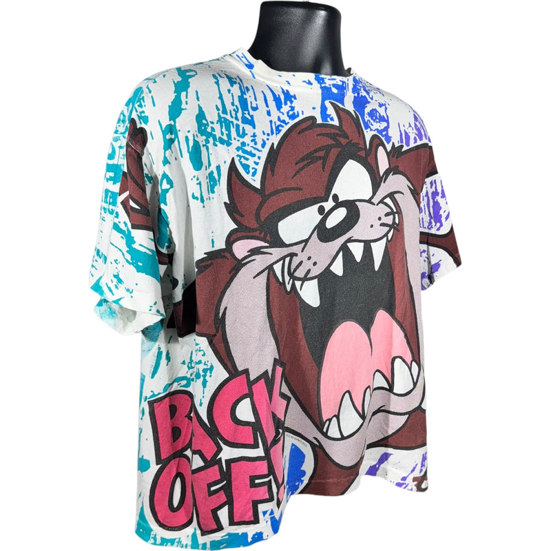 Vintage Looney Tunes Taz "Back Off" AOP Tee 90s