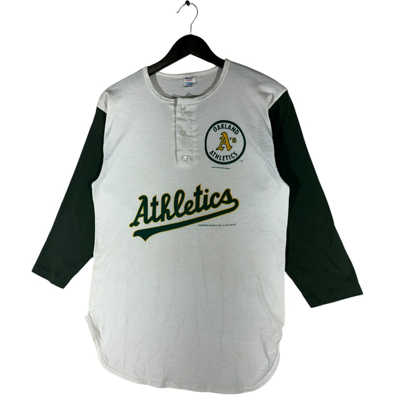 Vintage Champion Oakland Athletics Henley Raglan Shirt 1987