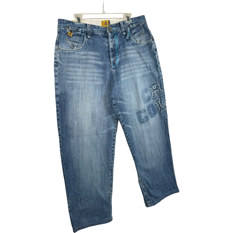Vintage Cross Colours Embroidered Baggy Denim Jeans 38