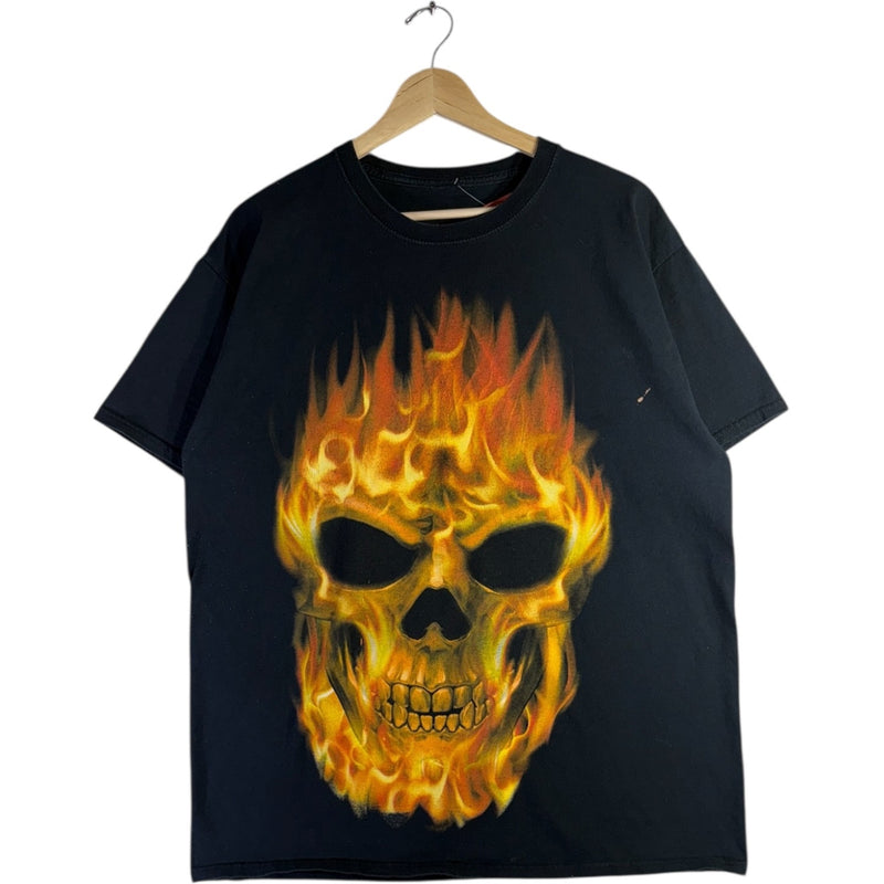Vintage Flaming Skull Graphic T-Shirt