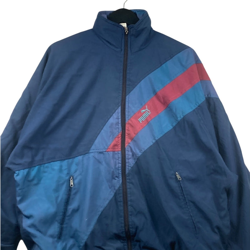 Vintage Puma Diagonal Colorblock Stripe Windbreaker