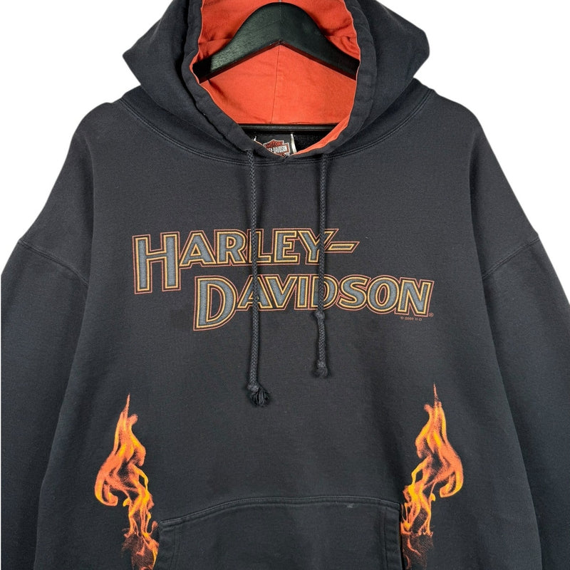 Vintage Harley Davidson Flames Niagara Graphic Hoodie