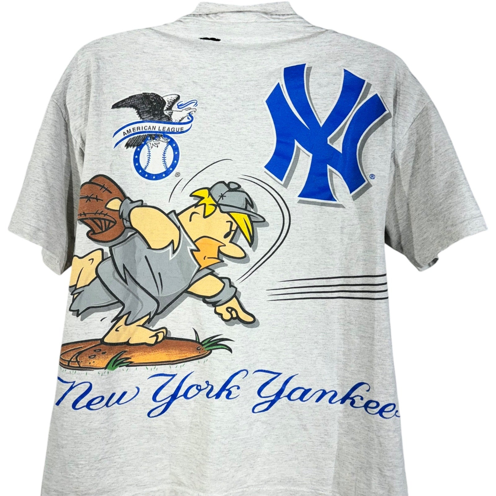 Vintage NY Yankees Flintstones Cartoon AOP MLB Tee 90s