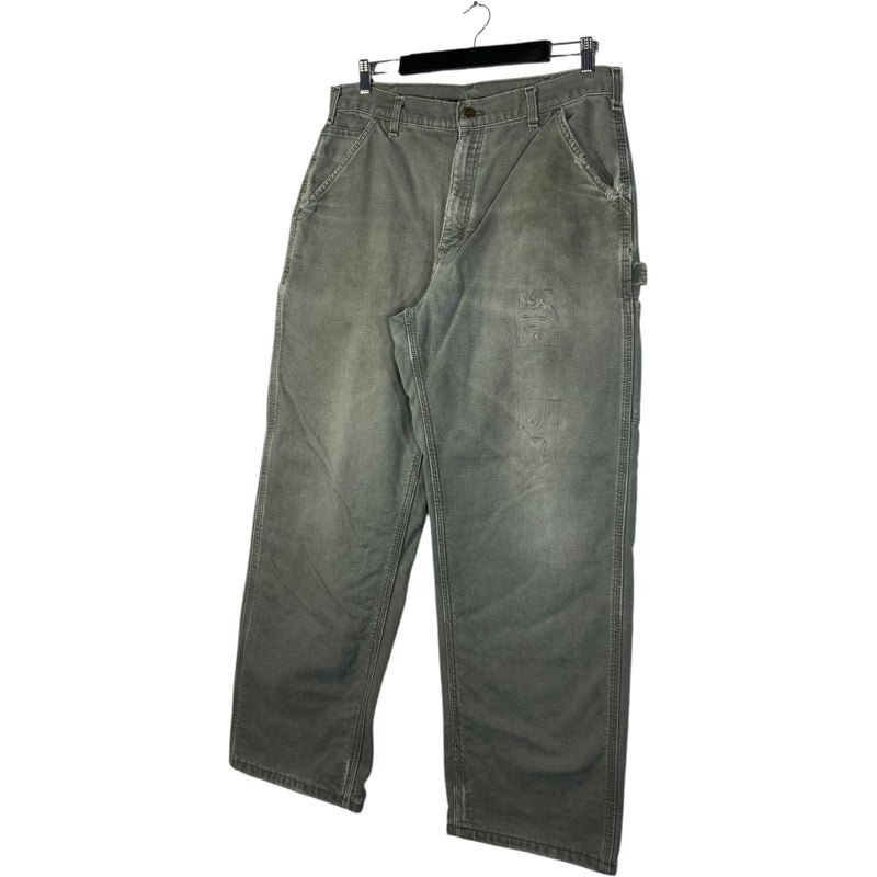 Vintage Carhartt Duck Flannel-Lined Distressed Work Pants 34x30