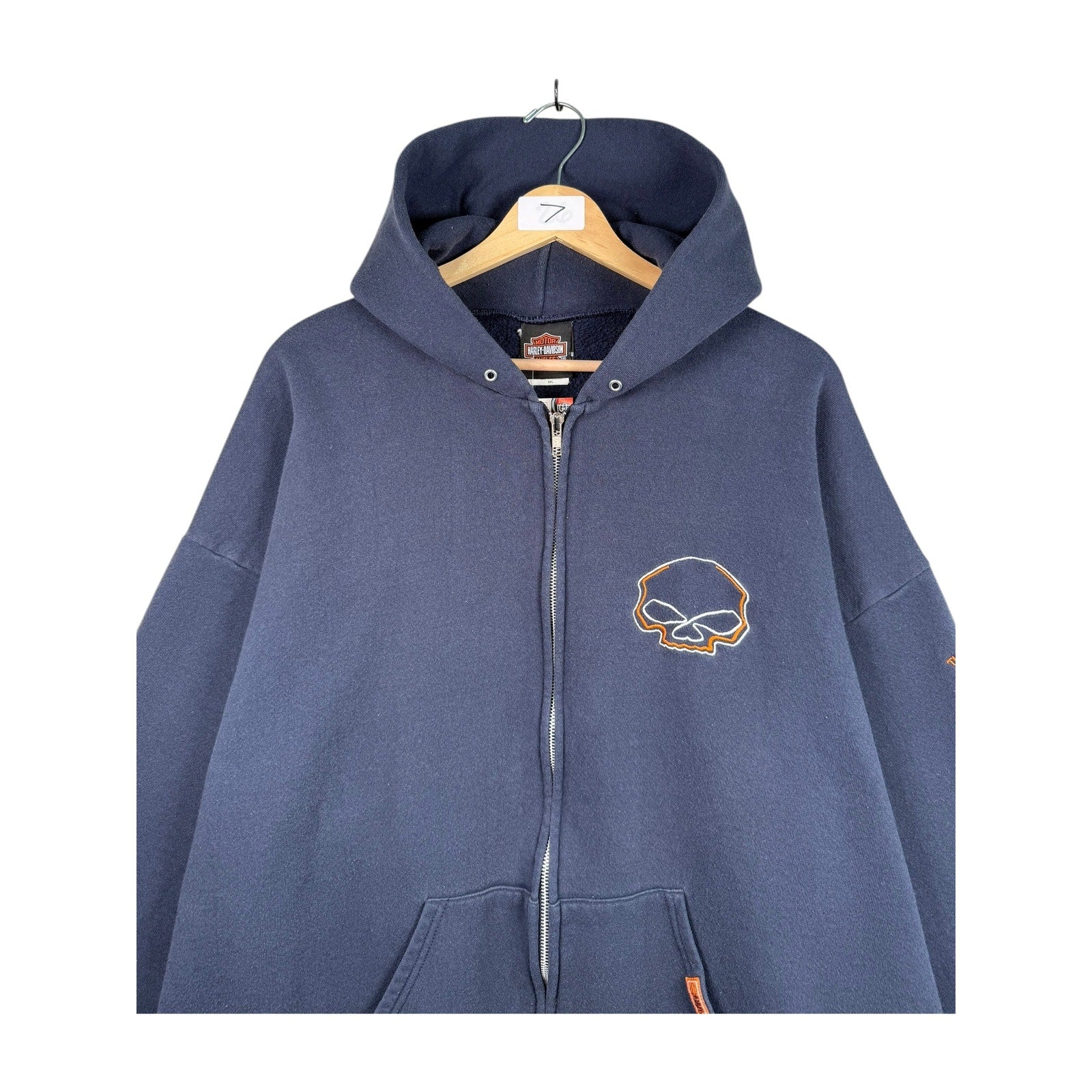 Vintage Harley Davidson Skull Full Zip Hoodie