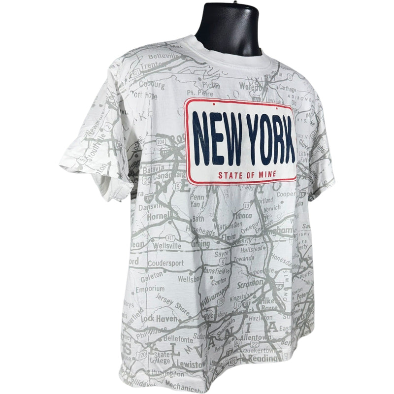 Vintage "NEW YORK" State Map AOP Souvenir Tee 90s