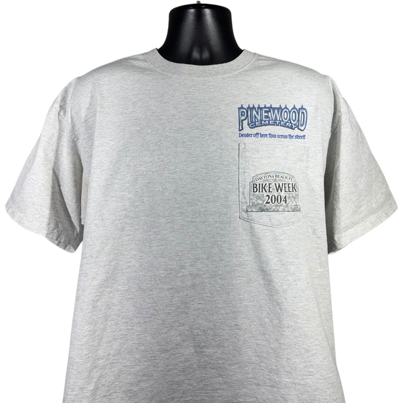 Vintage Pinewood Cemetery Bike Week Pocket Tee 2004