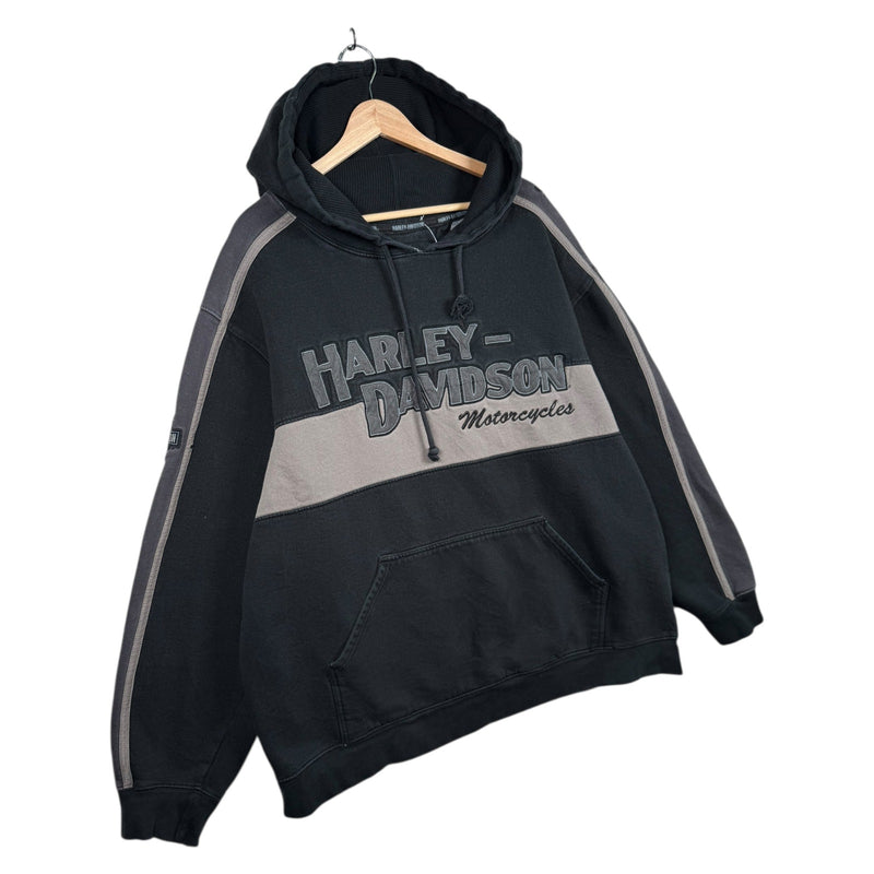 Vintage Harley Davidson Embroidered Two Tone Hoodie