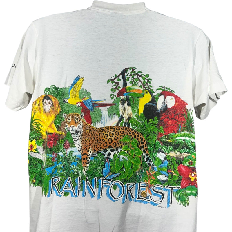 Vintage Rainforest Exotic Animals Wrap Around Nature Tee 90s