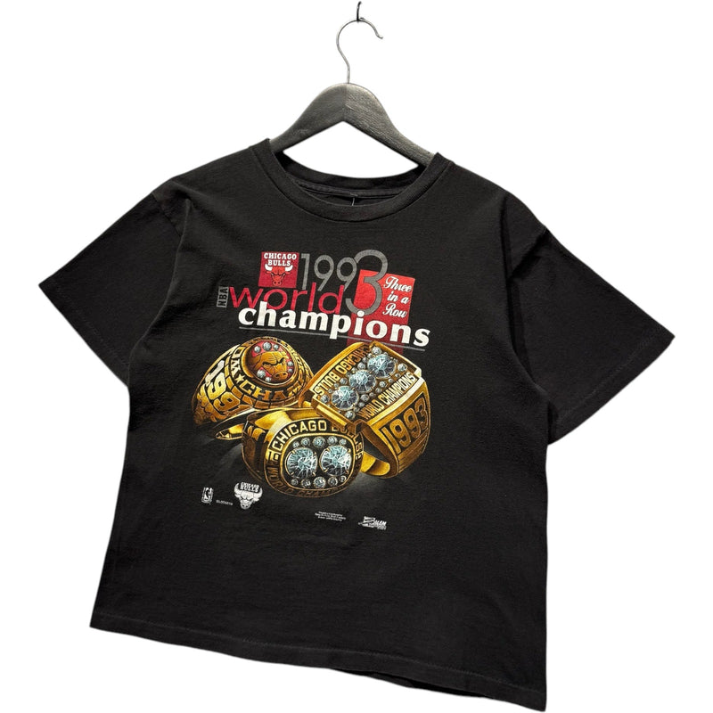 Vintage Chicago Bulls 3 Peat Championship Rings NBA 90s Tee