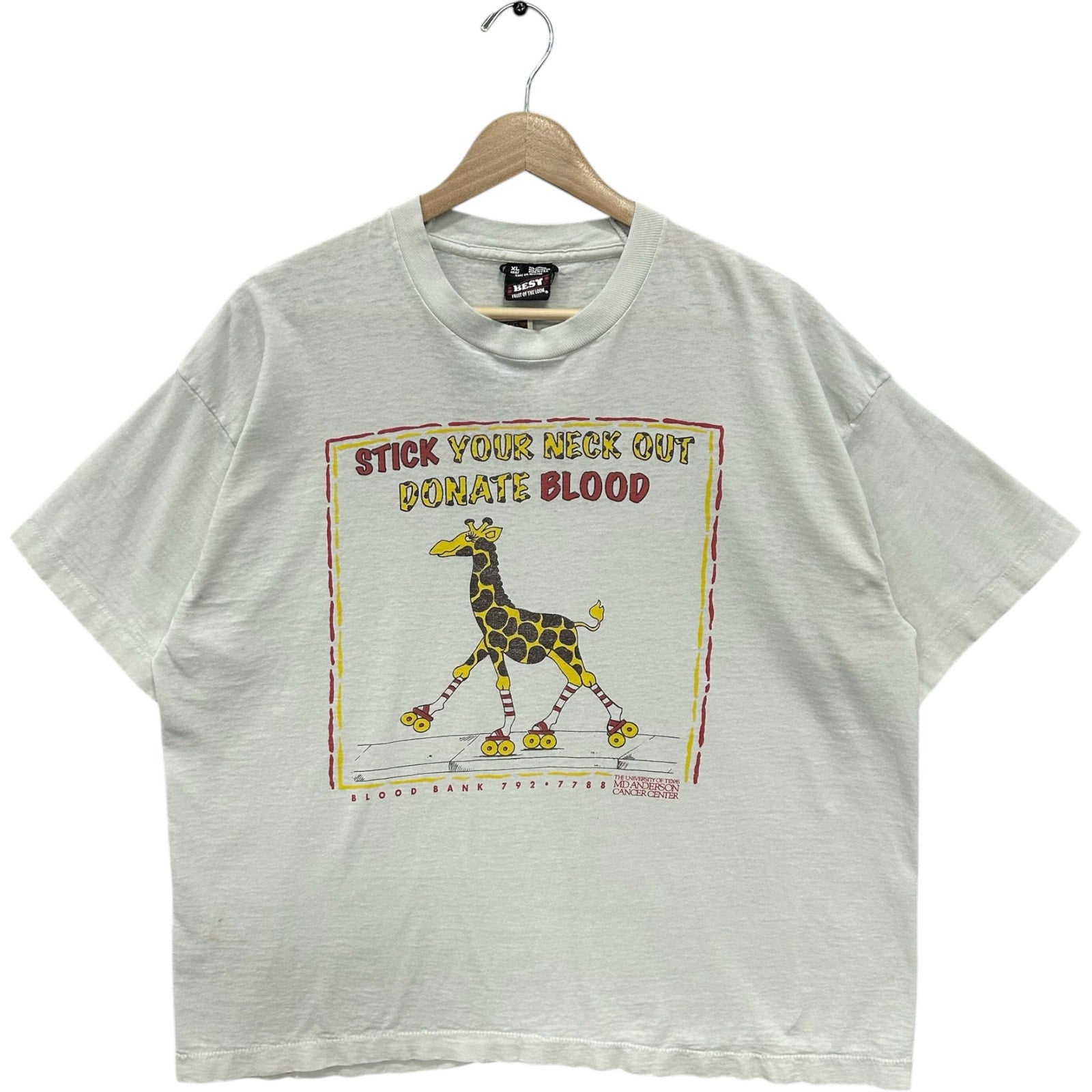 Vintage "Stick Your Neck Out Donate Blood" Giraffe Tee